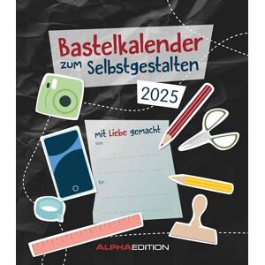 Alpha Do-it Yourself schwarz 2025, 21x24cm, Bastelkalender mit Seiten aus hochwertigem Bastelkarton, gestaltbares Titelblatt mit Jahreszahl, internationales Kalendarium Alpha Do-it Yourself schwarz 2025, 21x24cm, Bastelkalender mit Seiten aus hochwertigem Bastelkarton, gestaltbares Titelblatt mit Jahreszahl, internationales Kalendarium
