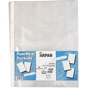 ARPAN gelochte Klarsichthüllen, A3-Format, für Büro, Beruf, Schule, Hochformat, fester Kunststoff, 52 Stück ARPAN gelochte Klarsichthüllen, A3-Format, für Büro, Beruf, Schule, Hochformat, fester Kunststoff, 52 Stück
