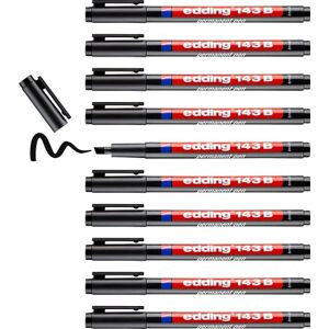 edding 143 B Permanenter Folienschreiber schwarz 10 Stifte -Keilspitze 1-3 mm Stift zum Schreiben auf Glas, Kunststoff, Folien und glatten Oberflächen schnelltrocknend, wisch- und wasserfest edding 143 B Permanenter Folienschreiber schwarz 10 Stifte -Keilspitze 1-3 mm Stift zum Schreiben auf Glas, Kunststoff, Folien und glatten Oberflächen schnelltrocknend, wisch- und wasserfest