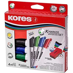 Kores K-Marker XW2: Bunte Whiteboard Marker mit Keilspitze, trocken abwischbar und nahezu geruchslose Tinte, Schul- und Bürobedarf, Set aus 4 Sortierten Farben + 1 Magnetischen Löschschwamm Kores K-Marker XW2: Bunte Whiteboard Marker mit Keilspitze, trocken abwischbar und nahezu geruchslose Tinte, Schul- und Bürobedarf, Set aus 4 Sortierten Farben + 1 Magnetischen Löschschwamm