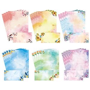 KiDEPOCH Liniertes Briefpapier und Umschläge, A4-Größe, Blumenmuster, Vogel, Aquarell-Schreibwaren-Set mit liniertem Briefpapier – 48 Blatt + 24 Umschläge KiDEPOCH Liniertes Briefpapier und Umschläge, A4-Größe, Blumenmuster, Vogel, Aquarell-Schreibwaren-Set mit liniertem Briefpapier – 48 Blatt + 24 Umschläge