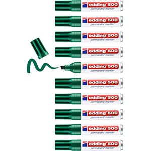 edding 500 Permanentmarker grün 10 Stifte Keil-Spitze 2-7 mm wasserfest, schnell-trocknend wischfest für Karton, Kunststoff, Holz, Metall, Glas edding 500 Permanentmarker grün 10 Stifte Keil-Spitze 2-7 mm wasserfest, schnell-trocknend wischfest für Karton, Kunststoff, Holz, Metall, Glas