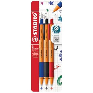 STABILO Druck-Kugelschreiber pointball 3er Pack blau, schwarz, rot STABILO Druck-Kugelschreiber pointball 3er Pack blau, schwarz, rot