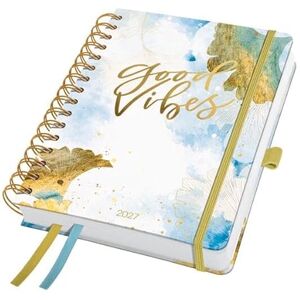 Sigel 7J606 Spiralkalender 2027 A5, hellblau, gold, Hardcover, Gummiband, Stiftschlaufe, Einstecktasche, 2 Zeichenbänder, 240 Seiten, vegan, Buchkalender, Terminplaner Taschenkalender Jolie Sigel 7J606 Spiralkalender 2027 A5, hellblau, gold, Hardcover, Gummiband, Stiftschlaufe, Einstecktasche, 2 Zeichenbänder, 240 Seiten, vegan, Buchkalender, Terminplaner Taschenkalender Jolie