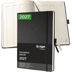 Sigel C2718 Planungsbuch Wochenplaner Wochenkalender 2027, extra groß, A4+, vertikal, 1 Woche = 2 Seiten, 1 Spalte pro Tag, schwarz, Hardcover, 192 Seiten, Stiftschlaufe, Kalenderbuch Conceptum Sigel C2718 Planungsbuch Wochenplaner Wochenkalender 2027, extra groß, A4+, vertikal, 1 Woche = 2 Seiten, 1 Spalte pro Tag, schwarz, Hardcover, 192 Seiten, Stiftschlaufe, Kalenderbuch Conceptum