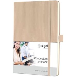 Sigel CO650 Premium Notizbuch A5 kariert beige, Hardcover, 194 nummerierte Seiten, nachhaltiges Papier, mit Inhaltsverzeichnis, Stiftschlaufe, Falttasche, Gummibandverschluss, Conceptum Sigel CO650 Premium Notizbuch A5 kariert beige, Hardcover, 194 nummerierte Seiten, nachhaltiges Papier, mit Inhaltsverzeichnis, Stiftschlaufe, Falttasche, Gummibandverschluss, Conceptum