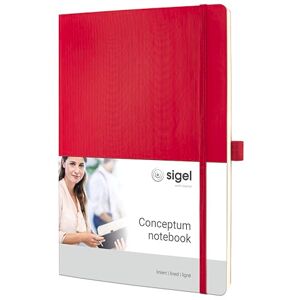 Sigel CO315 Premium Notizbuch A4 liniert rot, Softcover, 194 nummerierte Seiten, nachhaltiges Papier, mit Inhaltsverzeichnis, Stiftschlaufe, Falttasche, Gummibandverschluss, Conceptum Sigel CO315 Premium Notizbuch A4 liniert rot, Softcover, 194 nummerierte Seiten, nachhaltiges Papier, mit Inhaltsverzeichnis, Stiftschlaufe, Falttasche, Gummibandverschluss, Conceptum