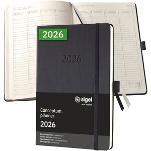 Sigel C2619 Planungsbuch Wochenplaner Wochenkalender 2026, ca. A5, 1 Woche = 2 Seiten, 1 Spalte pro Tag, schwarz, Hardcover, 192 Seiten, Stiftschlaufe, Archivtasche, Kalenderbuch Conceptum Sigel C2619 Planungsbuch Wochenplaner Wochenkalender 2026, ca. A5, 1 Woche = 2 Seiten, 1 Spalte pro Tag, schwarz, Hardcover, 192 Seiten, Stiftschlaufe, Archivtasche, Kalenderbuch Conceptum