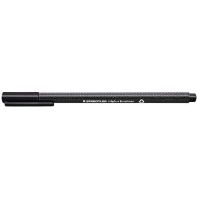 Staedtler triplus Fineliner 334, dreikant, superfeine, metallgefasste Spitze, ca. 0.3 mm, aus 97% Rezyklat, Made in Germany, Kartonetui mit 10 Stück, Farbe schwarz, 334-9 Staedtler triplus Fineliner 334, dreikant, superfeine, metallgefasste Spitze, ca. 0.3 mm, aus 97% Rezyklat, Made in Germany, Kartonetui mit 10 Stück, Farbe schwarz, 334-9