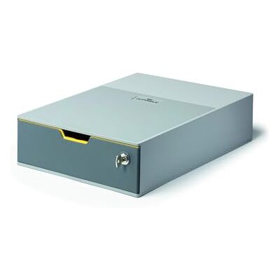 Durable Varicolor 1 Safe Schubladenbox, abschließbar, anthrazit/gelb Dokumentenbox mit Schloss für A4 Unterlagen, stapelbare Ablage aus ABS Kunststoff, XXL Fach, 280x95x356 mm Durable Varicolor 1 Safe Schubladenbox, abschließbar, anthrazit/gelb Dokumentenbox mit Schloss für A4 Unterlagen, stapelbare Ablage aus ABS Kunststoff, XXL Fach, 280x95x356 mm