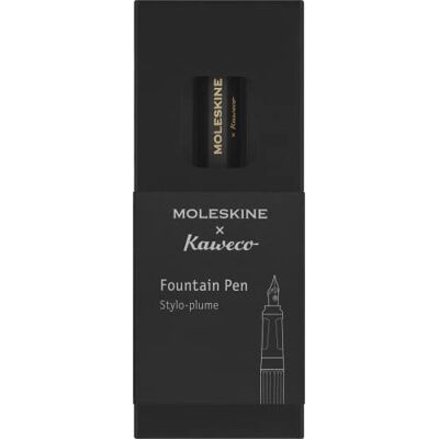 Moleskine x Kaweco Füllfederhalter aus ABS-Kunststoff mit Vergoldeter Feder der Größe M für Schriftsteller, Notizenmacher, Inklusive Blauer Tintenpatrone, Farbe Schwarz Moleskine x Kaweco Füllfederhalter aus ABS-Kunststoff mit Vergoldeter Feder der Größe M für Schriftsteller, Notizenmacher, Inklusive Blauer Tintenpatrone, Farbe Schwarz