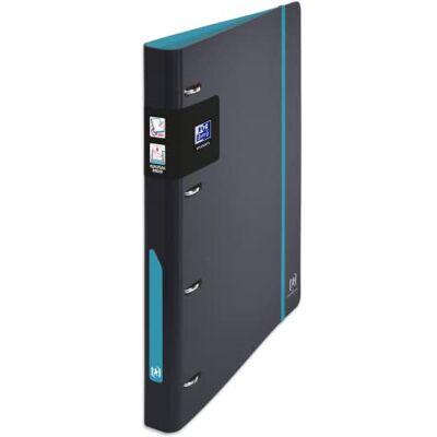 Oxford European Binder For Students Ringordner, A4, Rücken 30 mm, 4 D-Ringe, Einband aus expandiertem Polypropylen, zweifarbig, Schwarz/Blau Oxford European Binder For Students Ringordner, A4, Rücken 30 mm, 4 D-Ringe, Einband aus expandiertem Polypropylen, zweifarbig, Schwarz/Blau