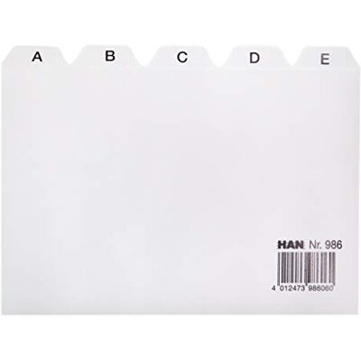 HAN Leitkarte DIN A6, Karteiregister, Leitregister Register A Z, für Karteibox Karteikasten und trog, Polypropylen, 986, grau HAN Leitkarte DIN A6, Karteiregister, Leitregister Register A Z, für Karteibox Karteikasten und trog, Polypropylen, 986, grau