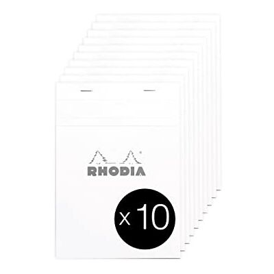 Rhodia 16201C Packung mit 10 Notizblöcken No.16, DIN A5 80 Blätter kariert 80g, Weiß, 1 Pack Rhodia 16201C Packung mit 10 Notizblöcken No.16, DIN A5 80 Blätter kariert 80g, Weiß, 1 Pack
