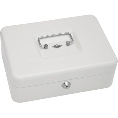WEDO 145300X Geldkassette (aus pulverbeschichtetem Stahl, versenkbarer Griff, 5-Fächer-Münzeinsatz, Sicherheits-Zylinderschloss, 25 x 18 x 9 cm) weiß WEDO 145300X Geldkassette (aus pulverbeschichtetem Stahl, versenkbarer Griff, 5-Fächer-Münzeinsatz, Sicherheits-Zylinderschloss, 25 x 18 x 9 cm) weiß