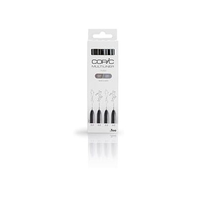 Copic Multiliner Set, Grey, 4 Fineliner in 2 verschiedenen Farben und Strichstärken, Zeichen Stifte mit einer feinen Spitze und wasserbeständiger Pigmenttinte Copic Multiliner Set, Grey, 4 Fineliner in 2 verschiedenen Farben und Strichstärken, Zeichen Stifte mit einer feinen Spitze und wasserbeständiger Pigmenttinte
