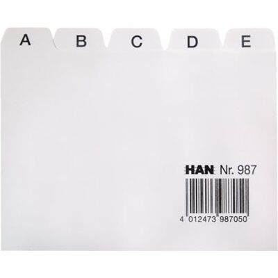 HAN Leitkarte Leitregister, Karteiregister, Register A Z, Für Karteibox, Karteikasten und trog, Polypropylen, 987, Grau, A7 HAN Leitkarte Leitregister, Karteiregister, Register A Z, Für Karteibox, Karteikasten und trog, Polypropylen, 987, Grau, A7