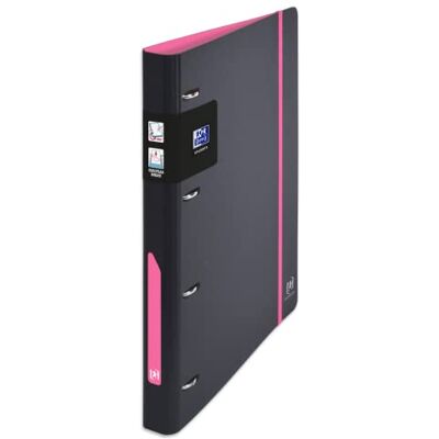 Oxford European Binder For Students Ringordner, A4, Rücken 30 mm, 4 D-Ringe, Einband aus expandiertem Polypropylen, zweifarbig, Schwarz/Rosa Oxford European Binder For Students Ringordner, A4, Rücken 30 mm, 4 D-Ringe, Einband aus expandiertem Polypropylen, zweifarbig, Schwarz/Rosa