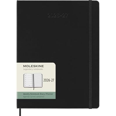 Moleskine Wochenkalender 2026–2027 – 18-Monats-Kalender mit Notizbereich, Hartcover und Gummibandverschluss, Farbe Schwarz, XL-Format 19 x 25 cm Moleskine Wochenkalender 2026–2027 – 18-Monats-Kalender mit Notizbereich, Hartcover und Gummibandverschluss, Farbe Schwarz, XL-Format 19 x 25 cm