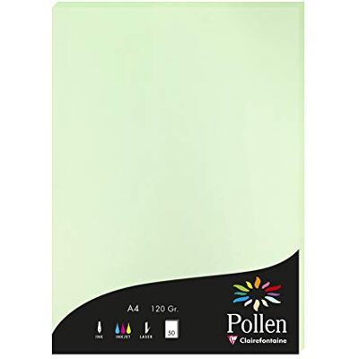 Clairefontaine 4205C Packung mit 50 Karten Pollen 120g, DIN A4, 21 x 29,7cm, Grün Clairefontaine 4205C Packung mit 50 Karten Pollen 120g, DIN A4, 21 x 29,7cm, Grün