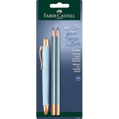Faber-Castell Schreibset Poly Ball Urban Sky Blue, 3-teilig Mit Kugelschreiber XB und 2 Bleistiften Härtegrad B für Schule, Büro und Alltag Faber-Castell Schreibset Poly Ball Urban Sky Blue, 3-teilig Mit Kugelschreiber XB und 2 Bleistiften Härtegrad B für Schule, Büro und Alltag
