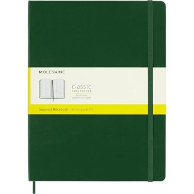Moleskine Classic Squared Paper Notebook, Hard Cover and Elastic Closure Journal, Color Myrtle Green, Size Extra Large 19 x 25 cm, 192 Pages Moleskine Classic Squared Paper Notebook, Hard Cover and Elastic Closure Journal, Color Myrtle Green, Size Extra Large 19 x 25 cm, 192 Pages