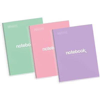 Miquelrius Packung mit 3 Notizbüchern A4 Dots Spiralbindung, Einband aus extra hartem Karton, Größe 210 x 297 mm, 4 Löcher, 80 Blatt à 90 g, liniert. Miquelrius Packung mit 3 Notizbüchern A4 Dots Spiralbindung, Einband aus extra hartem Karton, Größe 210 x 297 mm, 4 Löcher, 80 Blatt à 90 g, liniert.