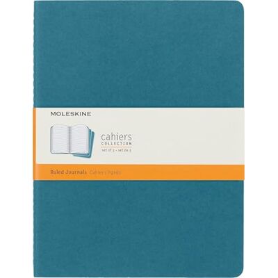 Moleskine , Cahier Journal, Set mit 3 Notizbüchern mit linierten Seiten, Kartonumschlag und sichtbaren Baumwollstichen, Blau, Sehr großes Format 19 x 25 cm, 120 Seiten Moleskine , Cahier Journal, Set mit 3 Notizbüchern mit linierten Seiten, Kartonumschlag und sichtbaren Baumwollstichen, Blau, Sehr großes Format 19 x 25 cm, 120 Seiten