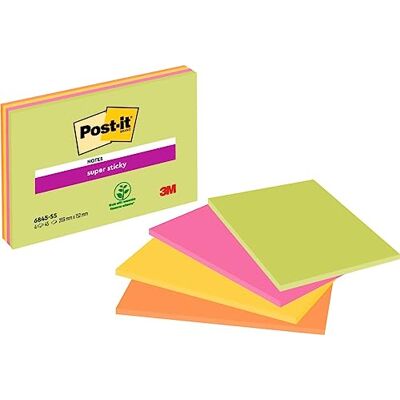 Post-it Super Sticky Meeting-Notes, 4 Blöcke (180 Blatt), 203 mm x 152 mm Selbstklebende Haftnotizen mit Stärkerer Haftung, Klebezettel für Bürobedarf, Erinnerungen & To-Do-Listen; Repositionierbar Post-it Super Sticky Meeting-Notes, 4 Blöcke (180 Blatt), 203 mm x 152 mm Selbstklebende Haftnotizen mit Stärkerer Haftung, Klebezettel für Bürobedarf, Erinnerungen & To-Do-Listen; Repositionierbar