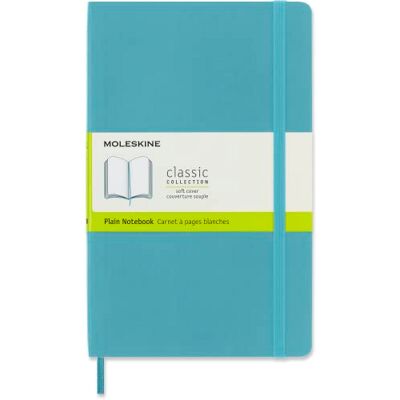 Moleskine Notizbuch mit weißen Seiten, Blau (Reef), Groß, 13 x 21 cm Moleskine Notizbuch mit weißen Seiten, Blau (Reef), Groß, 13 x 21 cm