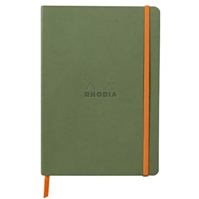 Rhodia 117374C Notizheft Softcover rama DIN A5 (14,8x21 cm), 80 Blatt, liniert Clairefontaine Papier Elfenbein 90g Lesezeichen, Gummizugverschluss, Cover aus Kunstleder Salbei, 1 Stück Rhodia 117374C Notizheft Softcover rama DIN A5 (14,8x21 cm), 80 Blatt, liniert Clairefontaine Papier Elfenbein 90g Lesezeichen, Gummizugverschluss, Cover aus Kunstleder Salbei, 1 Stück