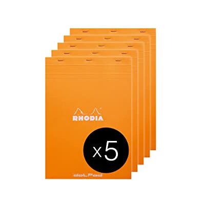 Rhodia 18558C Packung mit 5 Notizblöcken geheftet dotPad No.18 A4 80 Blätter Dot-Lineatur 80g, Orange, 1 Pack Rhodia 18558C Packung mit 5 Notizblöcken geheftet dotPad No.18 A4 80 Blätter Dot-Lineatur 80g, Orange, 1 Pack