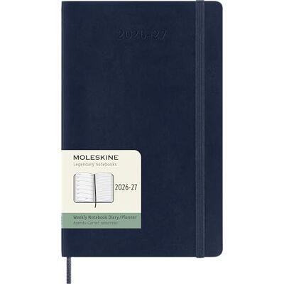 Moleskine Wochenkalender 2026–2027 – 18-Monats-Kalender mit Notizbereich, Softcover und Gummibandverschluss, Farbe Saphirblau, Large-Format 13 x 21 cm Moleskine Wochenkalender 2026–2027 – 18-Monats-Kalender mit Notizbereich, Softcover und Gummibandverschluss, Farbe Saphirblau, Large-Format 13 x 21 cm