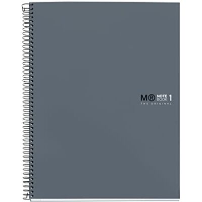 Miquelrius Spiralblock A5, 80 Blatt einfarbig, 90 g/m² extraopakes Papier, 5-mm-Karo, laminierter Hartkartondeckel, 2-fach gelocht, Notebook The Original, Graphit Miquelrius Spiralblock A5, 80 Blatt einfarbig, 90 g/m² extraopakes Papier, 5-mm-Karo, laminierter Hartkartondeckel, 2-fach gelocht, Notebook The Original, Graphit