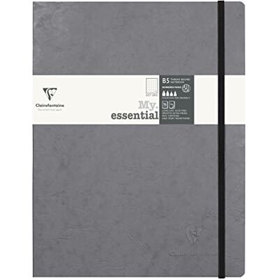 Clairefontaine 794435C Notizbuch My.Essential Age Bag, Format B5 (19x25 cm), mit Fadenbindung, 96 Blatt nummeriert, dot/punktkariert, Papier elfenbein 90g, Hellgrau, 1 Stück Clairefontaine 794435C Notizbuch My.Essential Age Bag, Format B5 (19x25 cm), mit Fadenbindung, 96 Blatt nummeriert, dot/punktkariert, Papier elfenbein 90g, Hellgrau, 1 Stück