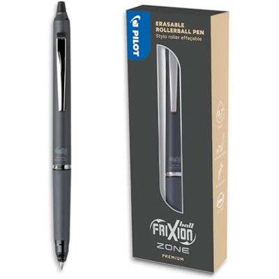 PILOT FriXion Ball Zone Grau in Geschenkbox Radierbarer Premium Tintenroller mit Thermosensitiver Tinte Nachfüllbar und Mit Gummierter Griffzone Schreibfarbe Schwarz Minenspitze in Medium PILOT FriXion Ball Zone Grau in Geschenkbox Radierbarer Premium Tintenroller mit Thermosensitiver Tinte Nachfüllbar und Mit Gummierter Griffzone Schreibfarbe Schwarz Minenspitze in Medium