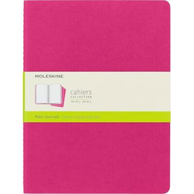 Moleskine Cahier Journal, Set 3 Notebooks with Plain Pages, Cardboard Cover with Visible Cotton Stiching, Colour Kinetic Pink, Extra Large 19 x 25 cm, 120 Pages Moleskine Cahier Journal, Set 3 Notebooks with Plain Pages, Cardboard Cover with Visible Cotton Stiching, Colour Kinetic Pink, Extra Large 19 x 25 cm, 120 Pages