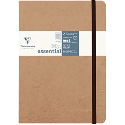 Clairefontaine 79342C Notizbuch AgeBag My Essentials, DIN A5, 14,8 x 21 cm, 96 Blatt, kariert, nummeriert, 90g, 1 Stück, braun Clairefontaine 79342C Notizbuch AgeBag My Essentials, DIN A5, 14,8 x 21 cm, 96 Blatt, kariert, nummeriert, 90g, 1 Stück, braun