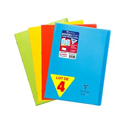 Clairefontaine 971440AMZC- Set mit 4 Heften Koverbook, 48 Blatt, DIN A4, 21 x 29,7cm, 90g, französische Lineatur, 2 Klarsichthüllen, 1 Set, farbig sortiert Clairefontaine 971440AMZC- Set mit 4 Heften Koverbook, 48 Blatt, DIN A4, 21 x 29,7cm, 90g, französische Lineatur, 2 Klarsichthüllen, 1 Set, farbig sortiert