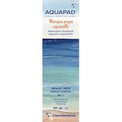 Clairefontaine 976105C Aquarellblock Lesezeichen Bookmarks Aquapad, 6x20 cm, 20 Blatt 300g Aquarellpapier, mittelfeinkörnig, Weiß, 1 Stück Clairefontaine 976105C Aquarellblock Lesezeichen Bookmarks Aquapad, 6x20 cm, 20 Blatt 300g Aquarellpapier, mittelfeinkörnig, Weiß, 1 Stück