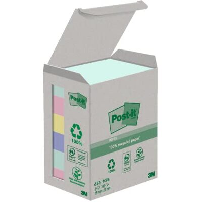 Post-it Recycling-Notes, 6 Blöcke (600 Blatt), 38 x 51 mm, Sortierte Farben Selbstklebende Notizzettel aus Recyclingpapier für Erinnerungen, Listen und Planung; Haften und Lassen Sich Sauber Entfernen Post-it Recycling-Notes, 6 Blöcke (600 Blatt), 38 x 51 mm, Sortierte Farben Selbstklebende Notizzettel aus Recyclingpapier für Erinnerungen, Listen und Planung; Haften und Lassen Sich Sauber Entfernen