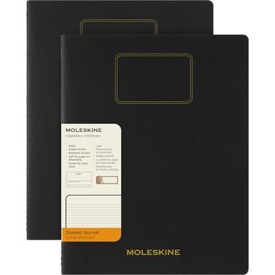 Moleskine Student Cahier Journal, Set 2 Linierte Notizhefte mit Heraustrennbaren Seiten, Kartonumschlag und Aufkleber, Farbe Schwarz, Format XXL 21,6 x 27,9 cm Moleskine Student Cahier Journal, Set 2 Linierte Notizhefte mit Heraustrennbaren Seiten, Kartonumschlag und Aufkleber, Farbe Schwarz, Format XXL 21,6 x 27,9 cm