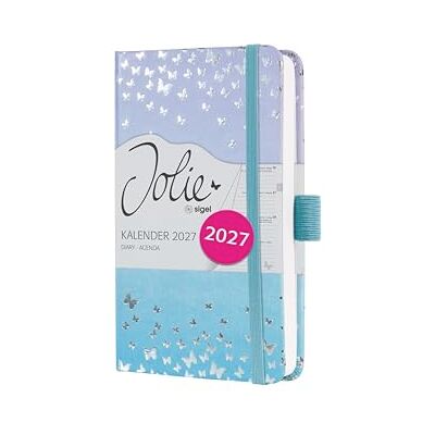 Sigel Jolie Wochenkalender 2027 A6 blau violett Hardcover 7J346, Mit Gummiband, Stiftschlaufe, Einstecktasche, 174 Seiten, vegan, Buchkalender, Taschenkalender Sigel Jolie Wochenkalender 2027 A6 blau violett Hardcover 7J346, Mit Gummiband, Stiftschlaufe, Einstecktasche, 174 Seiten, vegan, Buchkalender, Taschenkalender