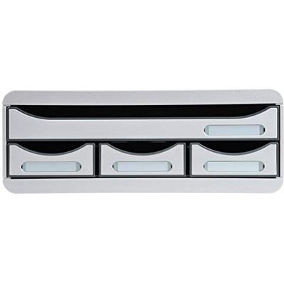 Exacompta 319740D Toolbox Office mit 4 Schubladen aus Kunststoff zur Aufbewahrung kleiner Utensilien 27 x 35,5 x 13,5 cm. Ideal für Büro und Schreibtisch für mehr Platz. Lichtgrau Exacompta 319740D Toolbox Office mit 4 Schubladen aus Kunststoff zur Aufbewahrung kleiner Utensilien 27 x 35,5 x 13,5 cm. Ideal für Büro und Schreibtisch für mehr Platz. Lichtgrau