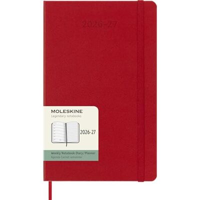 Moleskine Wochenkalender 2026–2027 – 18-Monats-Kalender mit Notizbereich, Hartcover und Gummibandverschluss, Farbe Scharlachrot, Large-Format 13 x 21 cm Moleskine Wochenkalender 2026–2027 – 18-Monats-Kalender mit Notizbereich, Hartcover und Gummibandverschluss, Farbe Scharlachrot, Large-Format 13 x 21 cm