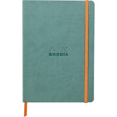 Rhodia 117377C Kladde Notizbuch rama A5 (14,8 x 21cm), Softcover, 80 Blatt elfenbein 90g, liniert, Lesezeichen, Gummizugverschluss, Cover aus Kunstleder, Aquablau, 1 Stück Rhodia 117377C Kladde Notizbuch rama A5 (14,8 x 21cm), Softcover, 80 Blatt elfenbein 90g, liniert, Lesezeichen, Gummizugverschluss, Cover aus Kunstleder, Aquablau, 1 Stück
