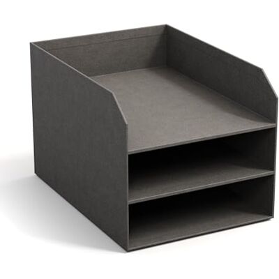 BIGSO Trey 3-stufige Briefablage – praktische Ablagefläche für Briefe, Dokumente in DIN A4-Format – Ordnungssystem aus Faserplatte mit Papier in Leinenoptik – grau BIGSO Trey 3-stufige Briefablage – praktische Ablagefläche für Briefe, Dokumente in DIN A4-Format – Ordnungssystem aus Faserplatte mit Papier in Leinenoptik – grau