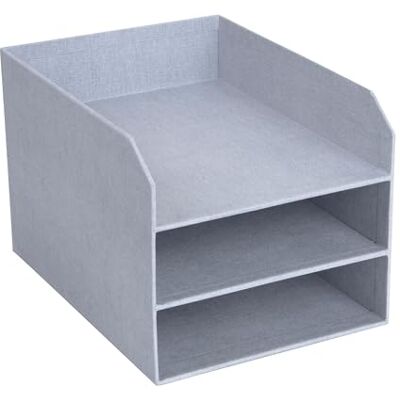 BIGSO Trey 3-stufige Briefablage – praktische Ablagefläche für Briefe, Dokumente in DIN A4-Format – Ordnungssystem aus Faserplatte mit Papier in Leinenoptik – hellgrau BIGSO Trey 3-stufige Briefablage – praktische Ablagefläche für Briefe, Dokumente in DIN A4-Format – Ordnungssystem aus Faserplatte mit Papier in Leinenoptik – hellgrau