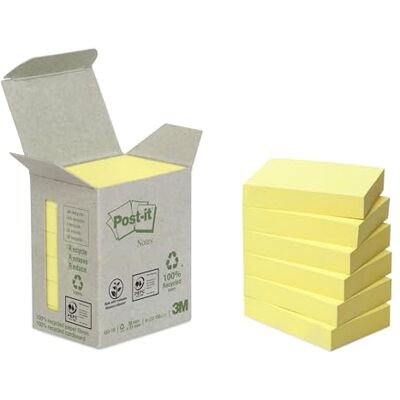 Post-it Recycling-Notes, 6 Blöcke (600 Blatt), 38 mm x 51 mm, Gelb Selbstklebende Notizzettel aus Recyclingpapier für Erinnerungen, Listen und Planung; Haften und Lassen Sich Sauber Entfernen Post-it Recycling-Notes, 6 Blöcke (600 Blatt), 38 mm x 51 mm, Gelb Selbstklebende Notizzettel aus Recyclingpapier für Erinnerungen, Listen und Planung; Haften und Lassen Sich Sauber Entfernen