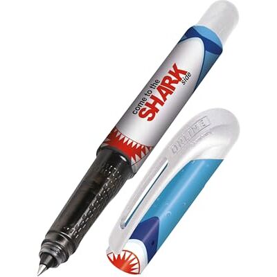 Online College Shark Tintenroller mit Patrone, ergonomischer Rollerball für Rechtshänder und Linkshänder mit Tier-Design, inkl. Kombipatrone blau, made in Germany Online College Shark Tintenroller mit Patrone, ergonomischer Rollerball für Rechtshänder und Linkshänder mit Tier-Design, inkl. Kombipatrone blau, made in Germany
